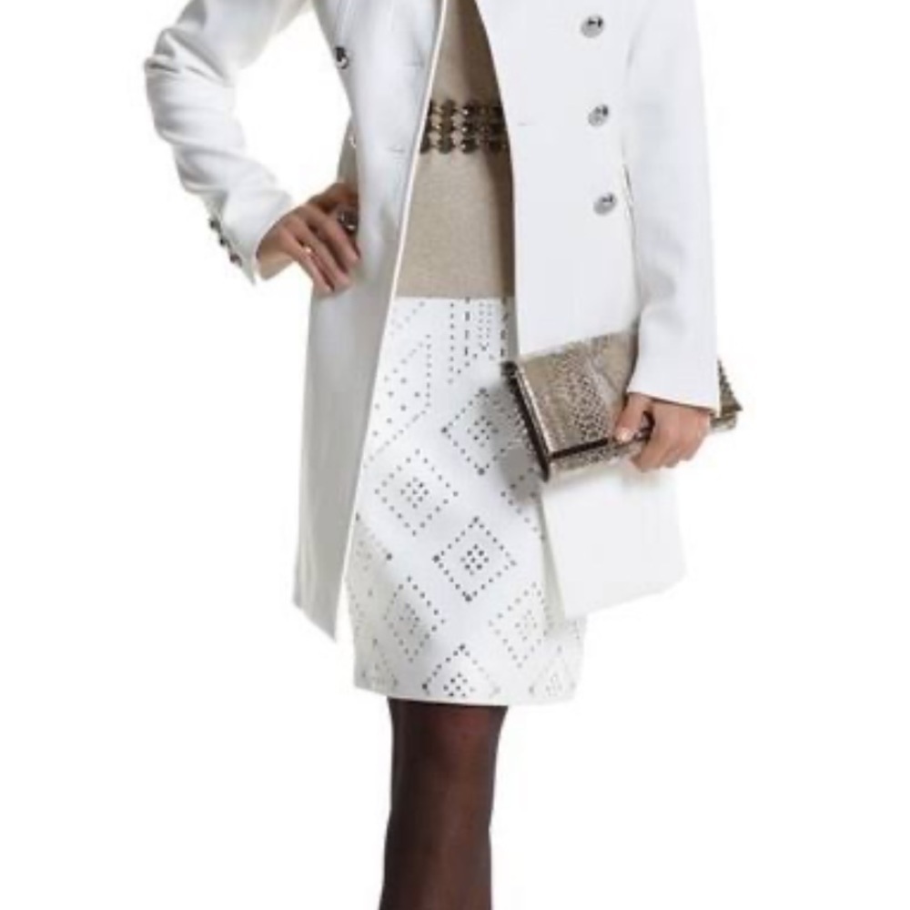 White House Black Market Off White Studded Skirt size 2